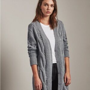 Adriano Goldschmied Sandrine Longline Grey Wool Cardigan